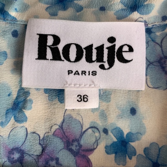 🐳ROUJE Monique Blue Floral Silk Dress - Picture 5 of 7